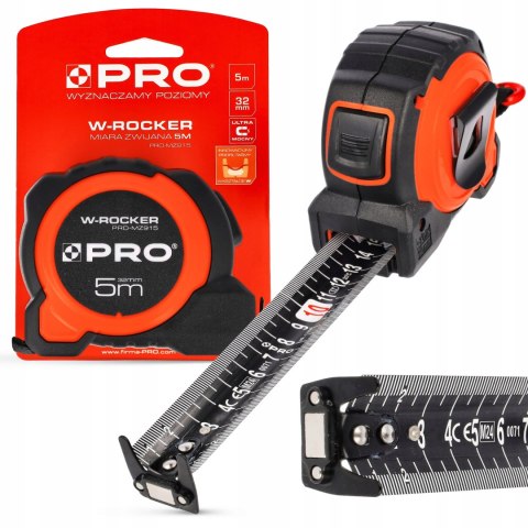 METRÓWKA MIARA ZWIJANA W-ROCKER 32MM 5M PRO-MZ915 PRO