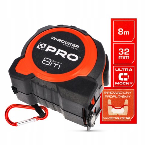 METRÓWKA MIARA ZWIJANA W-ROCKER 8M 32MM PRO-MZ918 PRO