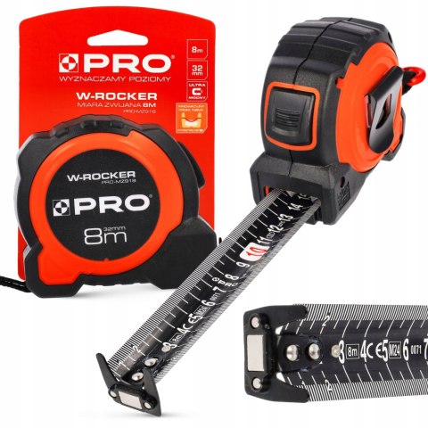 METRÓWKA MIARA ZWIJANA W-ROCKER 8M 32MM PRO-MZ918 PRO