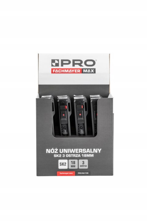Nóż uniwersalny SK2 3 ostrza 18 mm PRO NU136