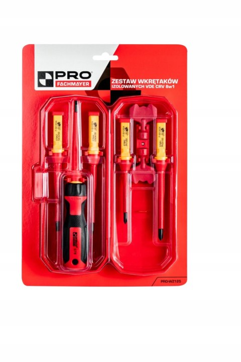 PRO Zestaw wkrętaków izolowanych VDE CRV 8w1 BOX PRO WZ125