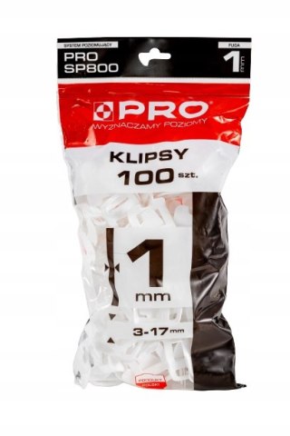 SYSTEM POZIOMUJĄCY SP800 1MM KLIPSY 100 SZT