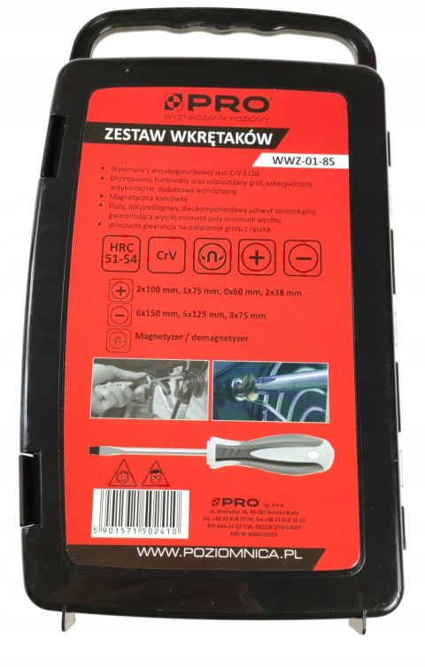 Zestaw wkrętaków PRO 8 elementów PRO WZ101