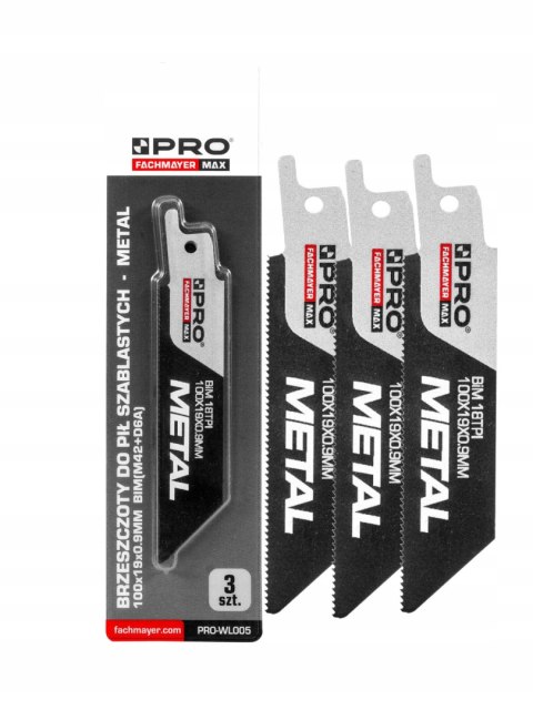 BRZESZCZOT DO PIŁY SZABLASTEJ BIM DO METALU 100x19x0,9MM 3SZT
