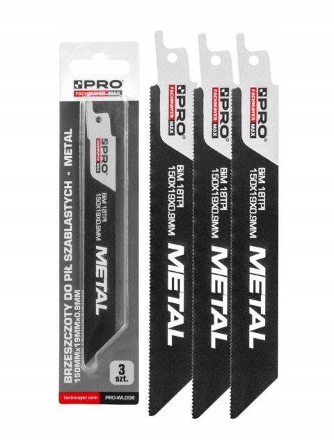 BRZESZCZOT DO PIŁY SZABLASTEJ BIM DO METALU 150x19x0,9MM 3SZT