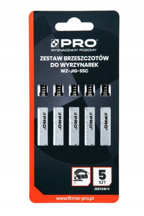 PRO Brzeszczoty do wyrzynarek do drewna, sklejki, blach, aluminium 5szt