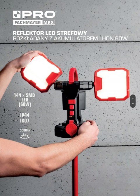 PRO REFLEKTOR LED STREFOWY ROZKŁADANY AKUMULATOR LI-ION 5000LM